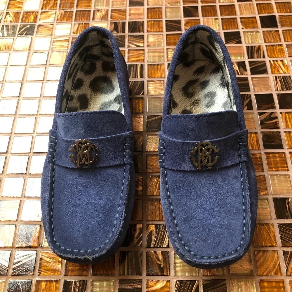Roberto Cavalli Monogram Suede Loafers